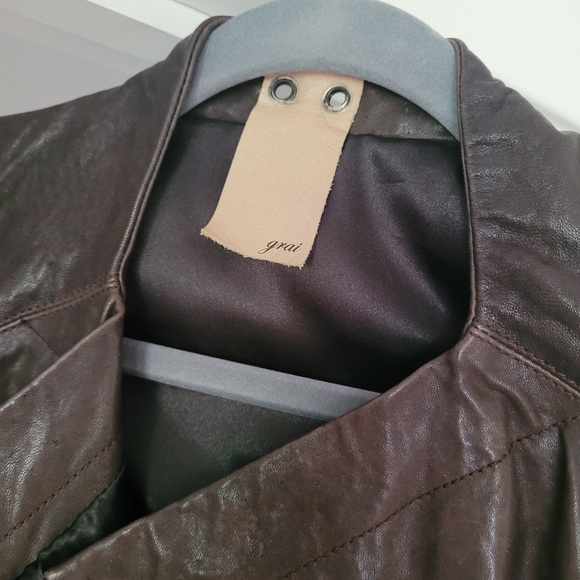 Grai Brand Leather Cropped Minimal Moto Jacket HIGH QUALITY XS - Picture 7 of 14